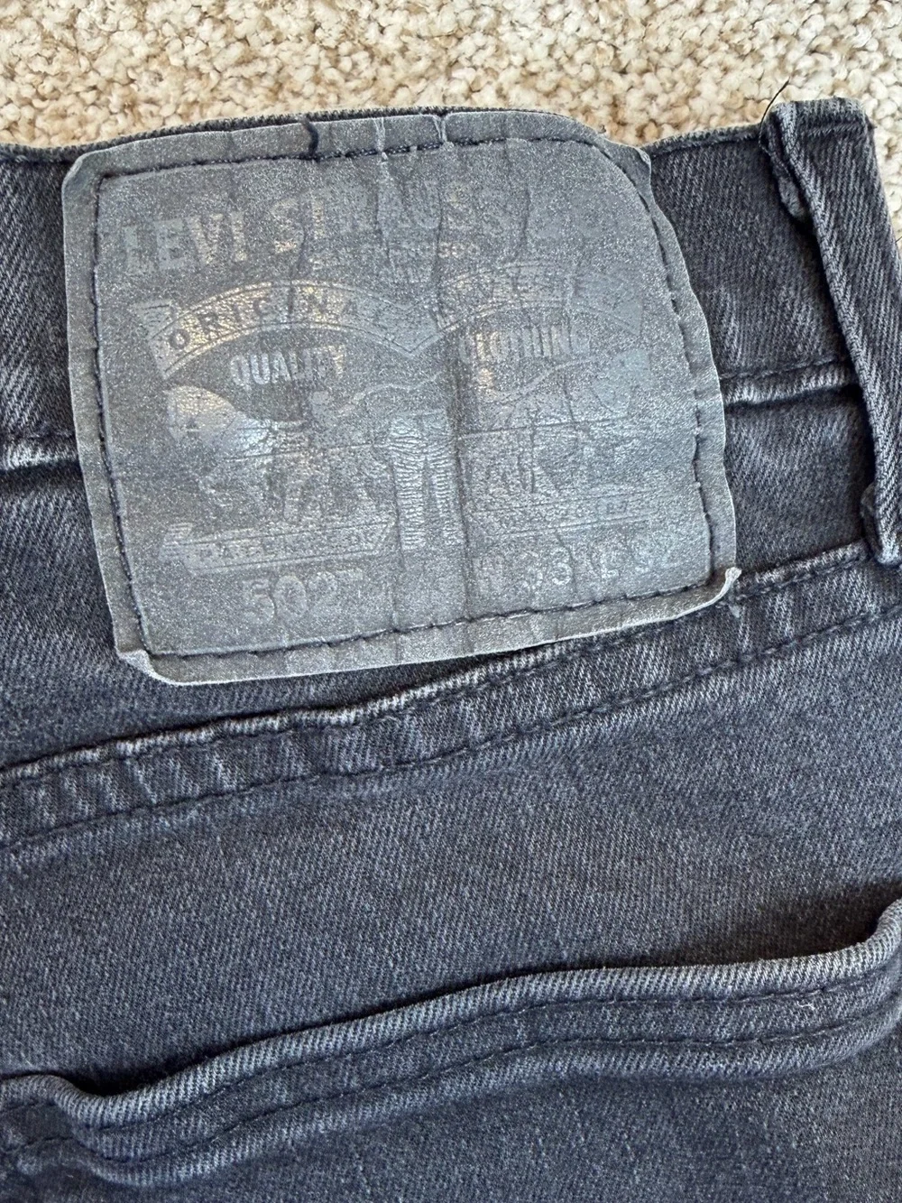 Levis Strauss 502 Jeans Slim Fit Stretch Black Men’s Size 33x32